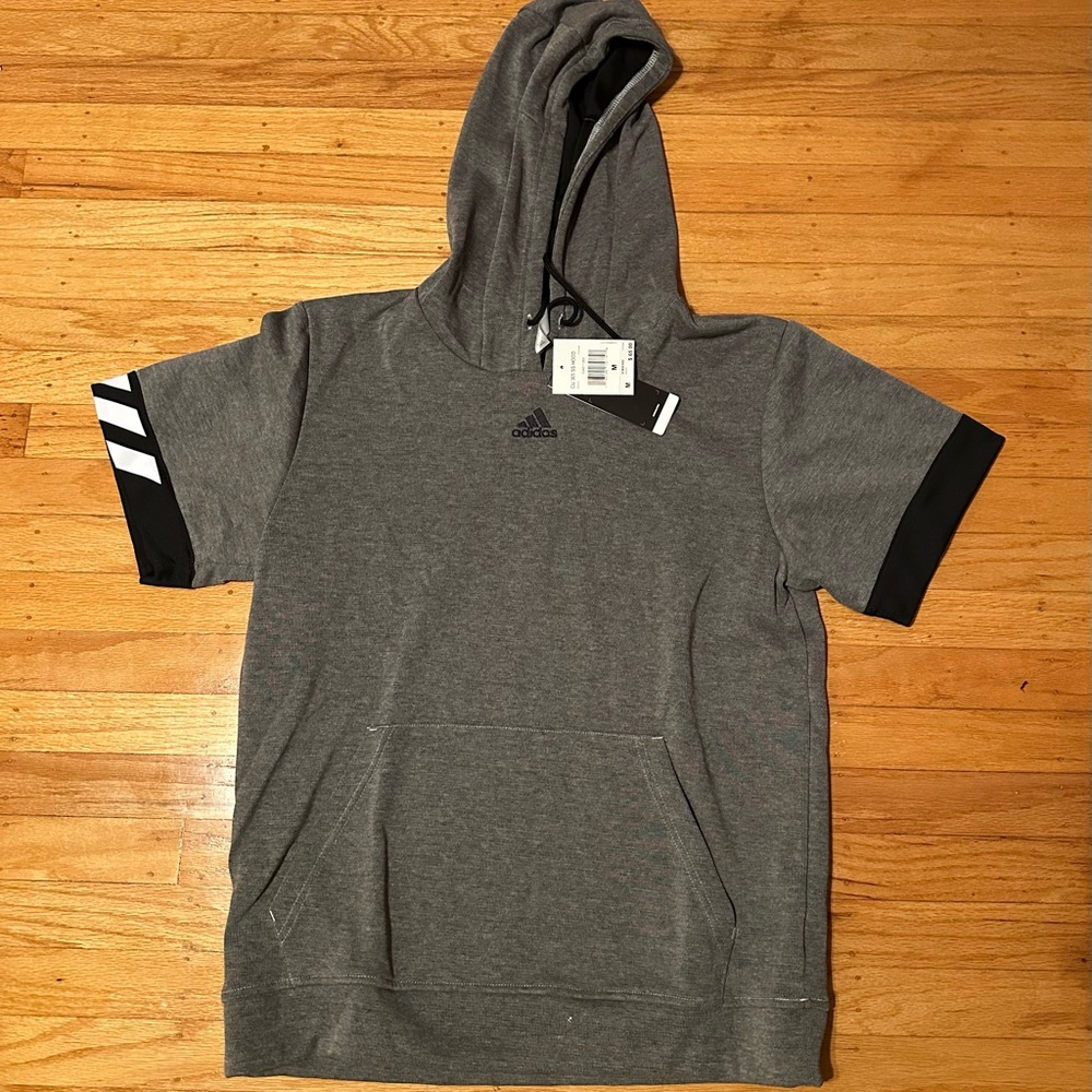 Adidas Heather Gray Short Sleeve Hoodie